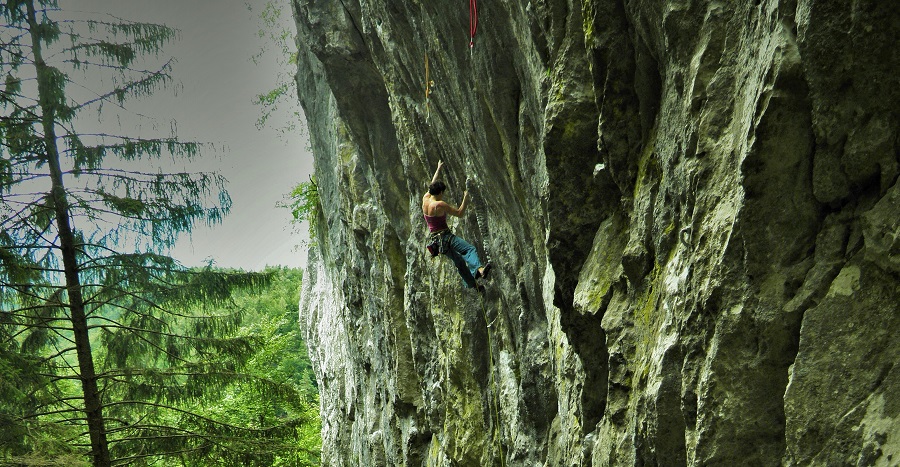 Sandra tijekom prolaska Slepeca (7c)! Linija za uživanciju i pustit brigu na veselje..