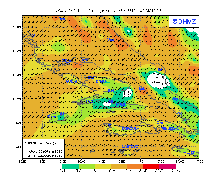 Jutrošnja DHMZ Aladin karta vitra za područje ST scene!
