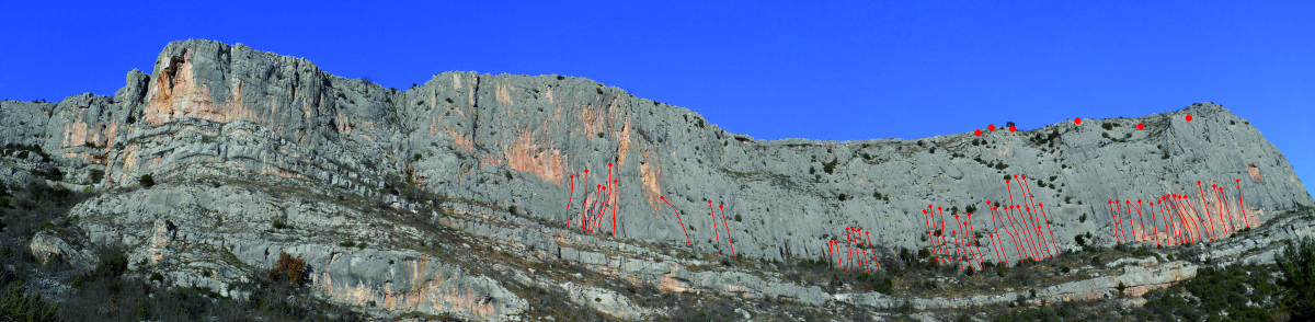 Slika stine sa ucrtanim smjerovima