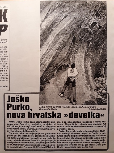 Jedan u nizu Vicinih članaka u Jutarnjem listu o događanjima na omiškoj stini.